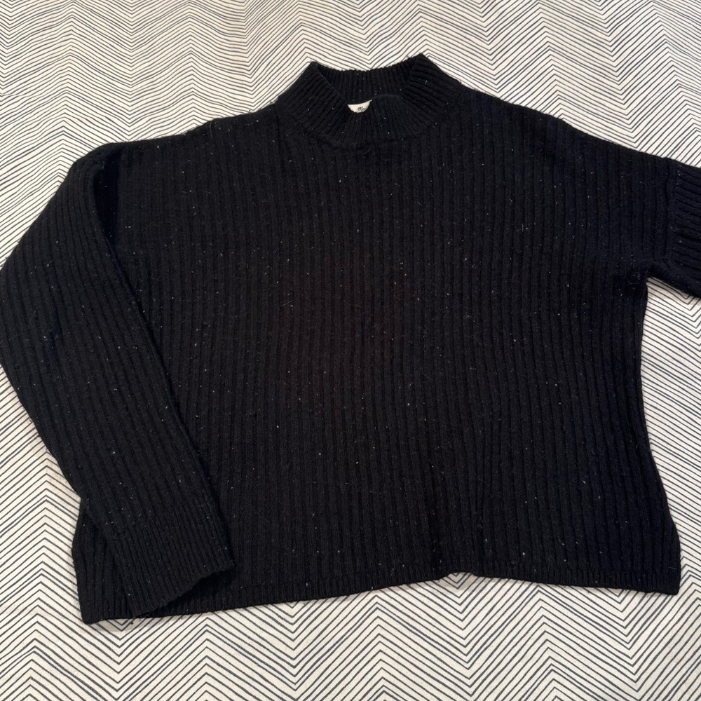 Madewell Black Recycled Cashmere Speckled Sweater